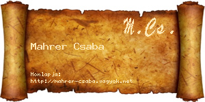 Mahrer Csaba névjegykártya